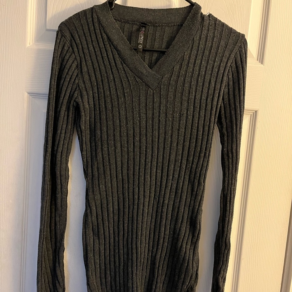 Absolutely Women's Ribbed Sweater - Dark Gray